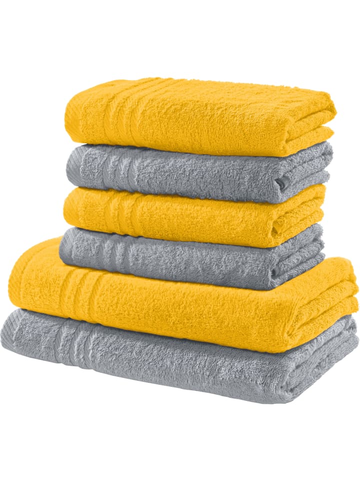 REDBEST Frottier Frottier-Set 2-farbig 6-tlg. New York in gelb-hellgrau günstig kaufen onesize