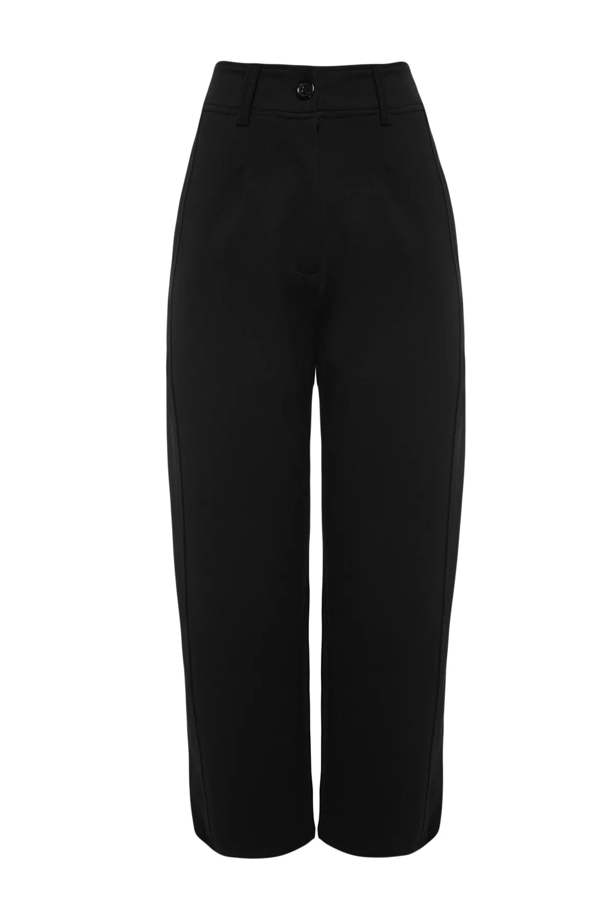 Trendyol Collection  Schwarze, plissierte, weite/locker geschnittene Interlock-Strickhose mit hoher Taille und Carrot-Passform TWOAW24PL00143