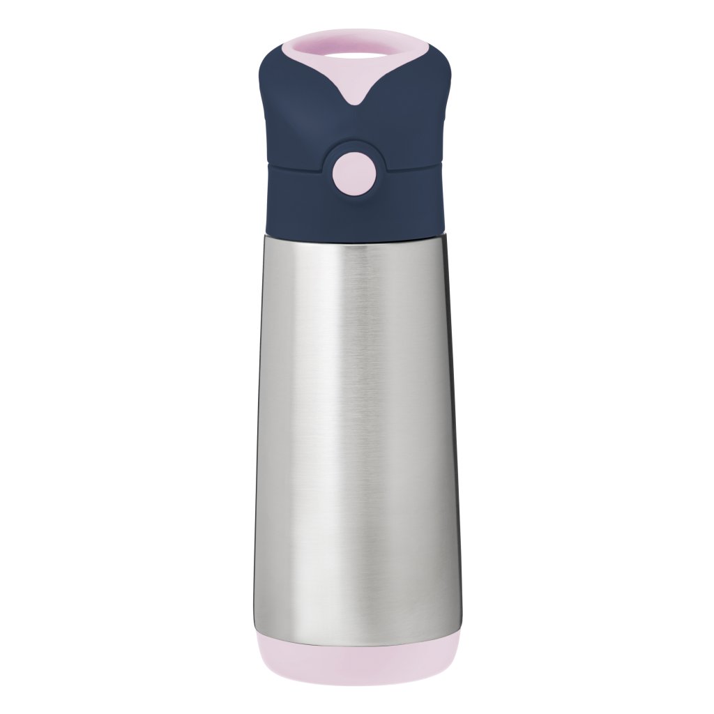 b.box Stahlthermosflasche mit Strohhalm 500 ml - Indigo/Rosa