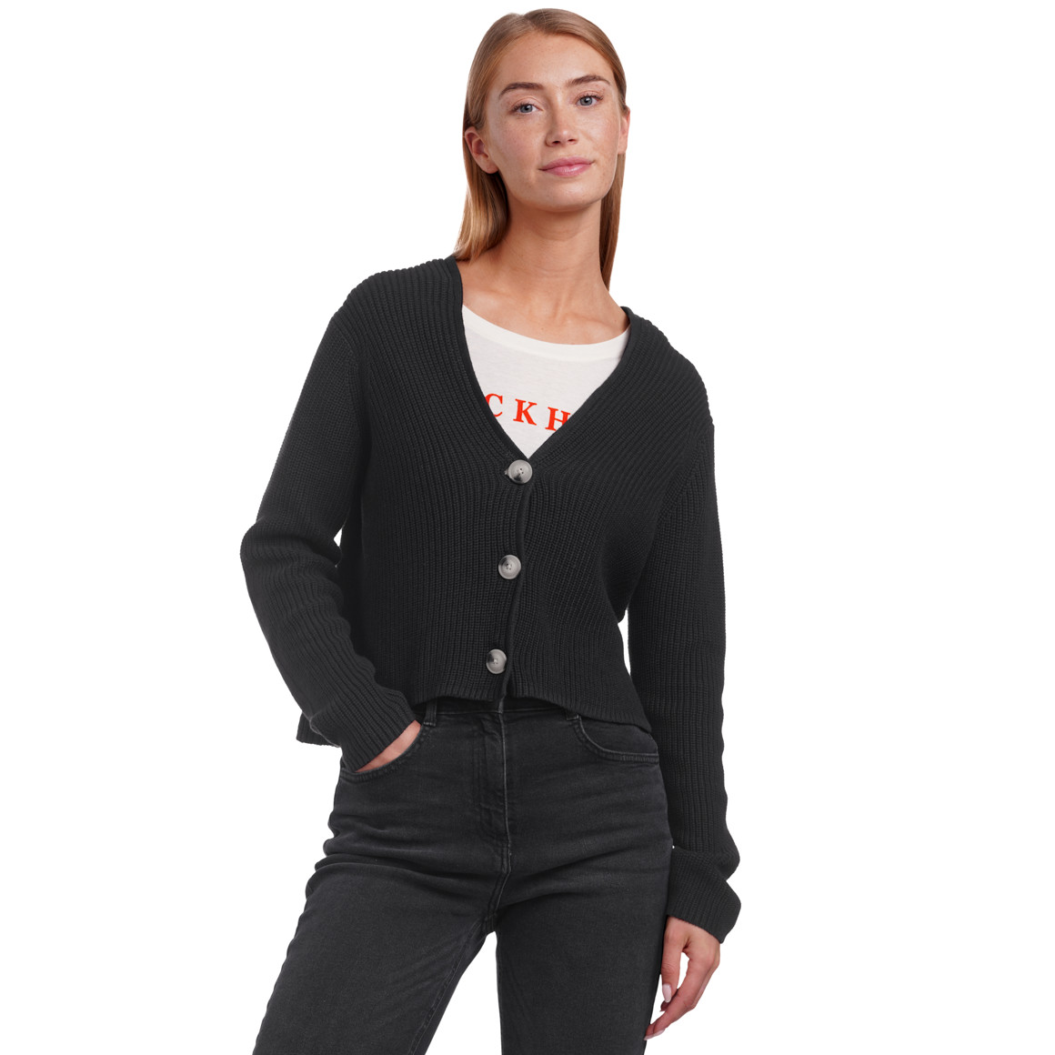 Damen Strickjacke aus Rippstrick