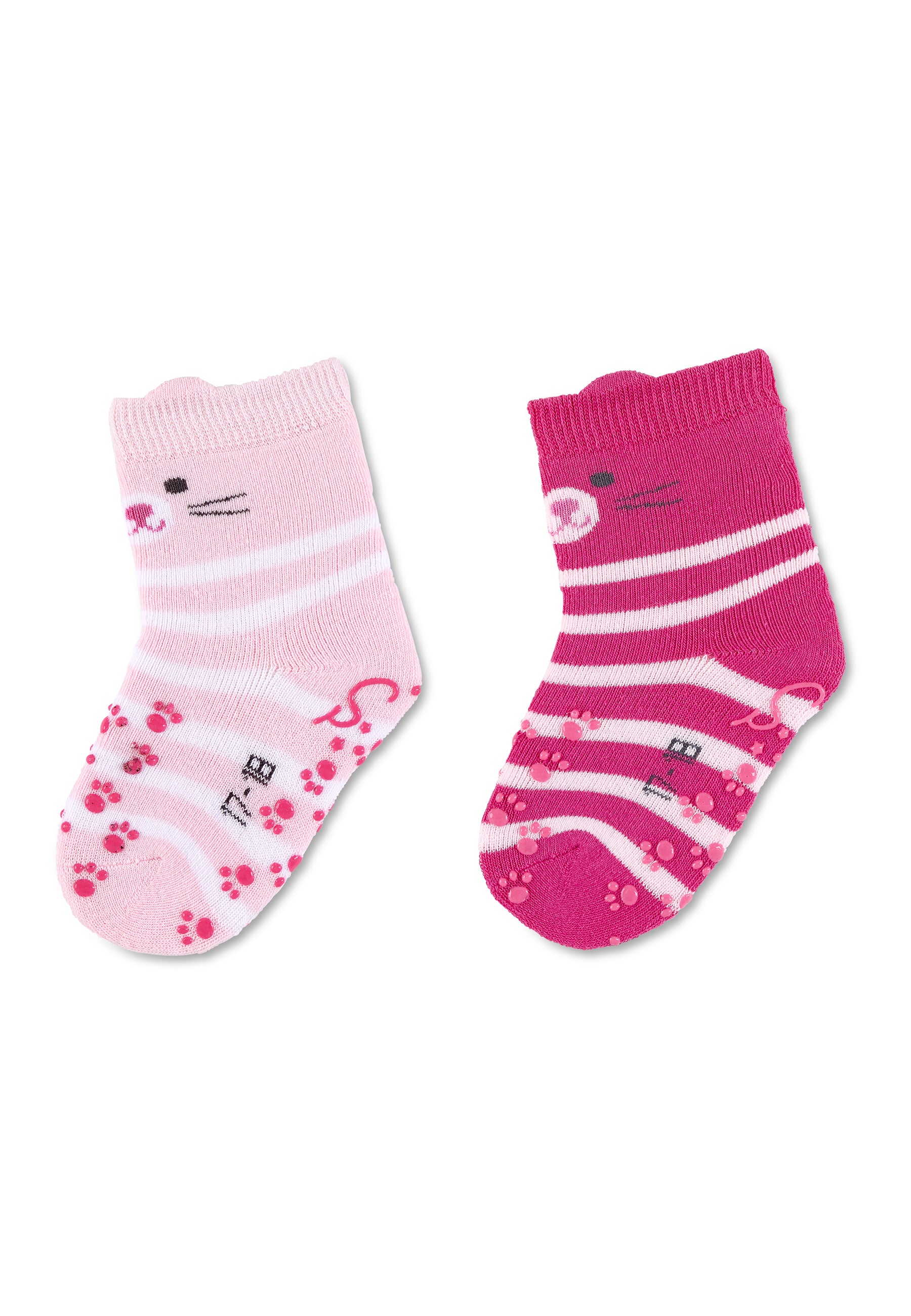 ABS-Krabbelsocken 2er-Pack Katze mit 3D-Ohren