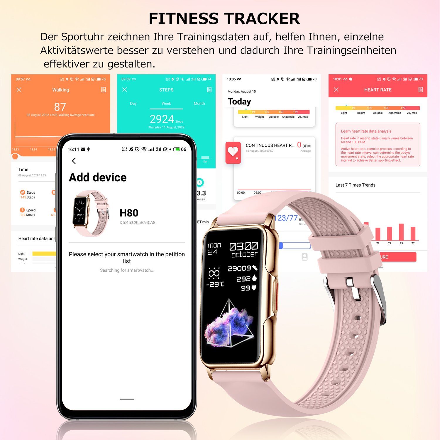 Mutoy Smartwatch, Fitness Tracker Uhr für Damen, Aktivitätstracker Uhren Smartwatch (1,47