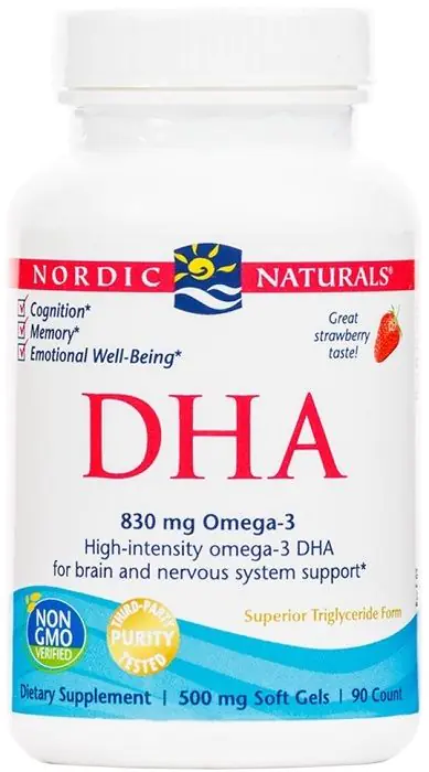 Noedic Naturals DHA 830 mg, kapsule, okus jagode