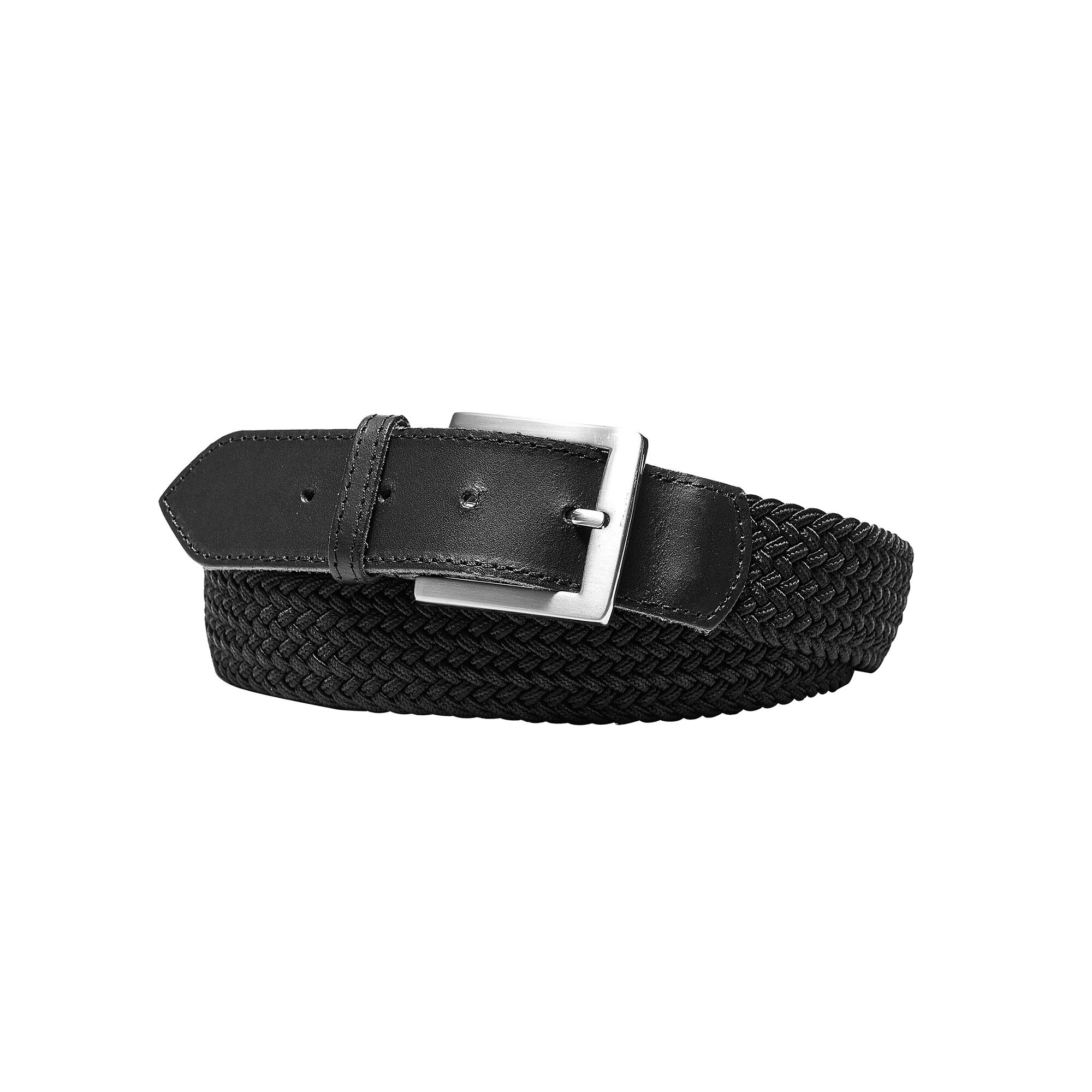 Ceinture tressée extensible finitions cuir