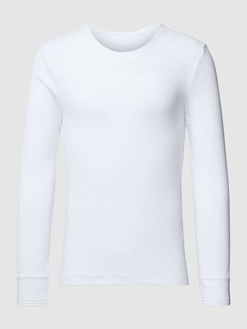 Longsleeve in Feinripp-Optik Modell 'ICONIC' in weiß
