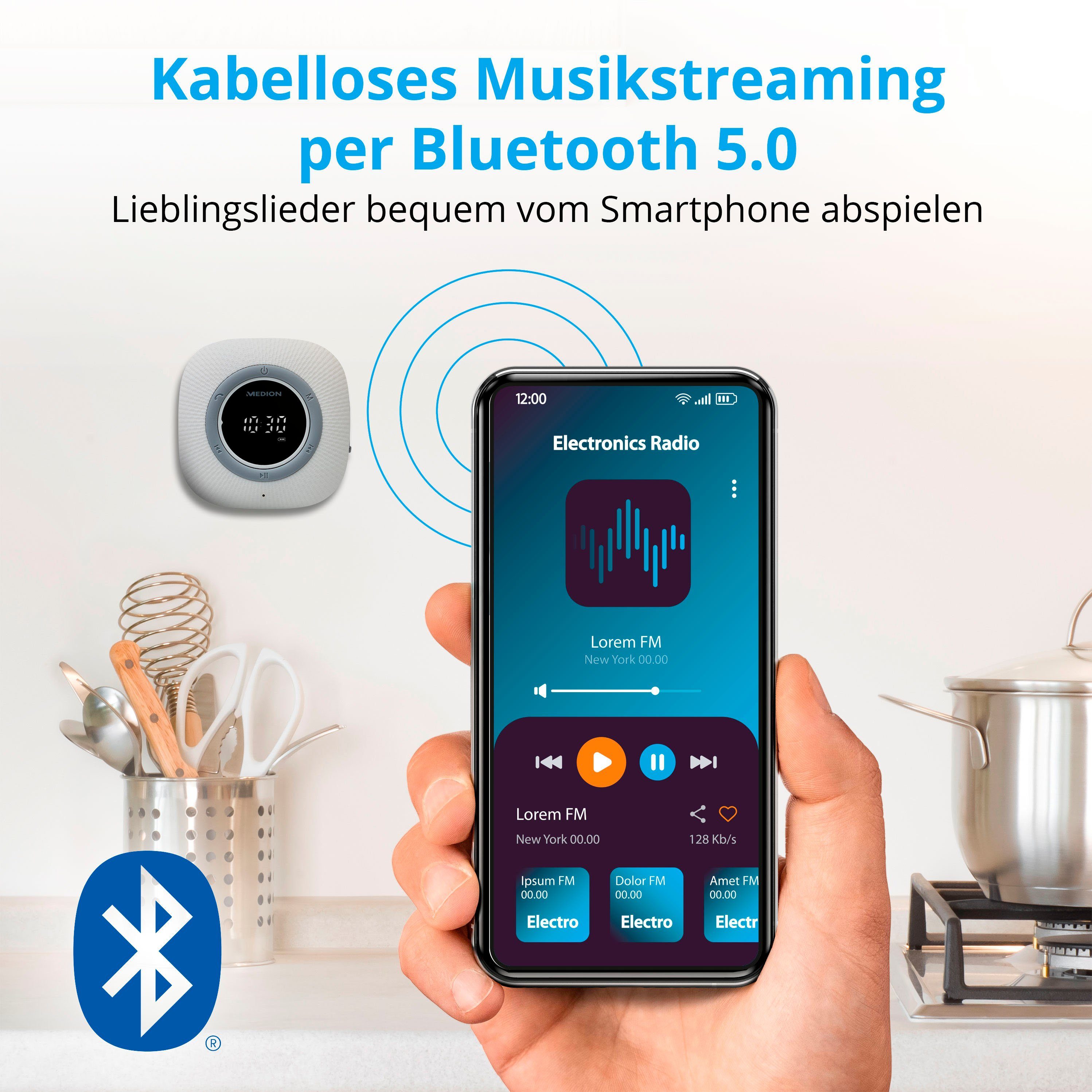 Medion® LIFE® P66096 (MD 43881) Dusch- Digitalradio (DAB) (UKW mit RDS, 3 W)