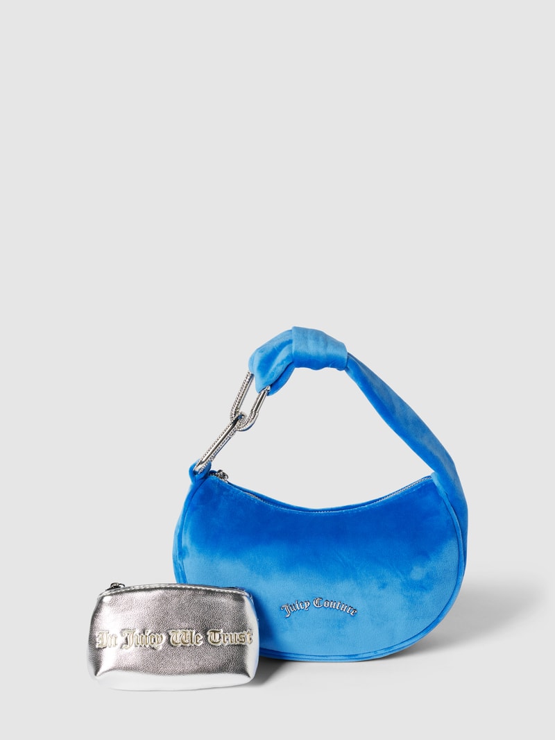 Handtasche mit Label-Applikation Modell 'BLOSSOM' in blau