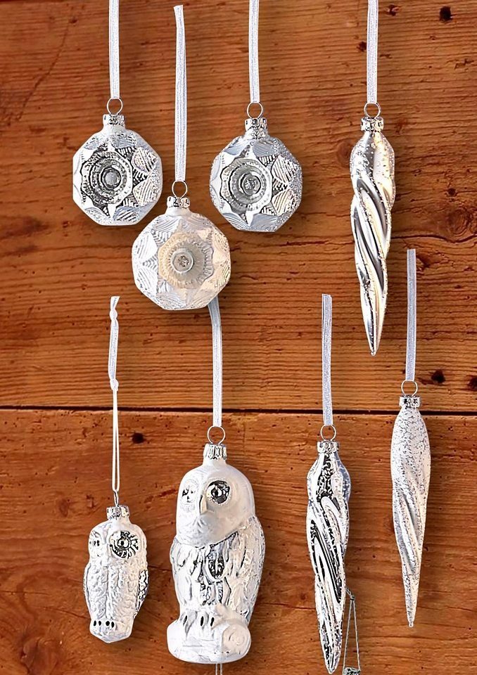 Thüringer Glasdesign Christbaumschmuck Eisprinzessin, Weihnachtsdeko, Christbaumschmuck (4-tlg)