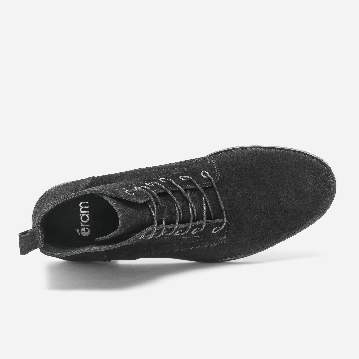 Boots à lacet noir en cuir velours