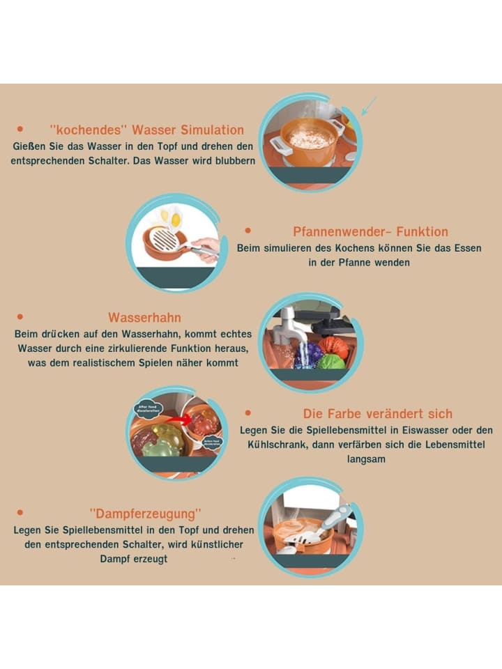 Coemo Kinderküche Joe Spielküche mit viel Zubehör in Rot günstig kaufen onesize