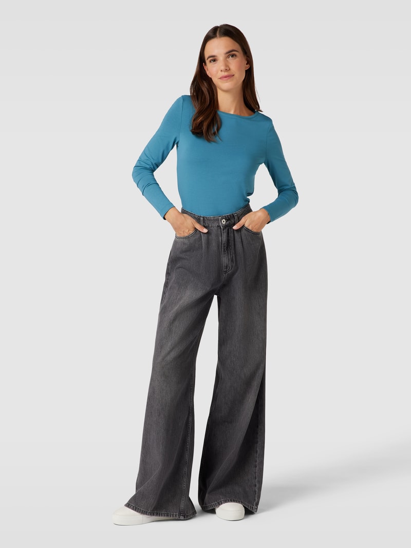 Longsleeve mit U-Boot-Ausschnitt in rauchblau