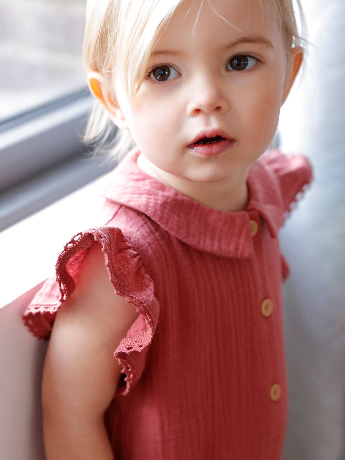 Vertbaudet Mädchen Baby Overall, Schmetterlingsärmel mit Stickerei - salbeigrün