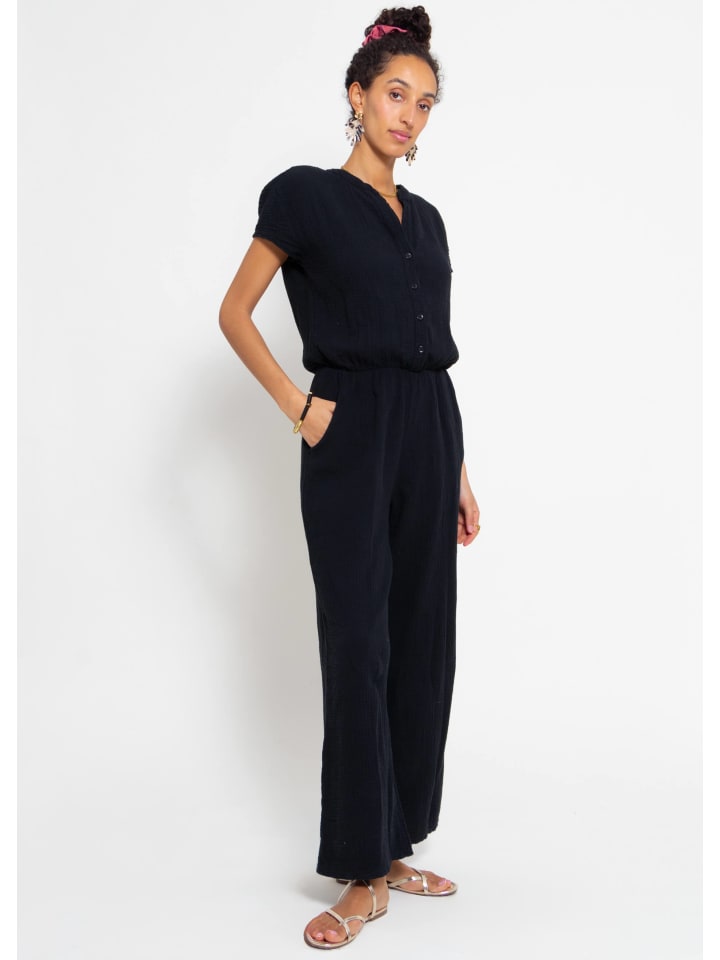SASSYCLASSY Casual Musselin Jumpsuit in Schwarz günstig kaufen M