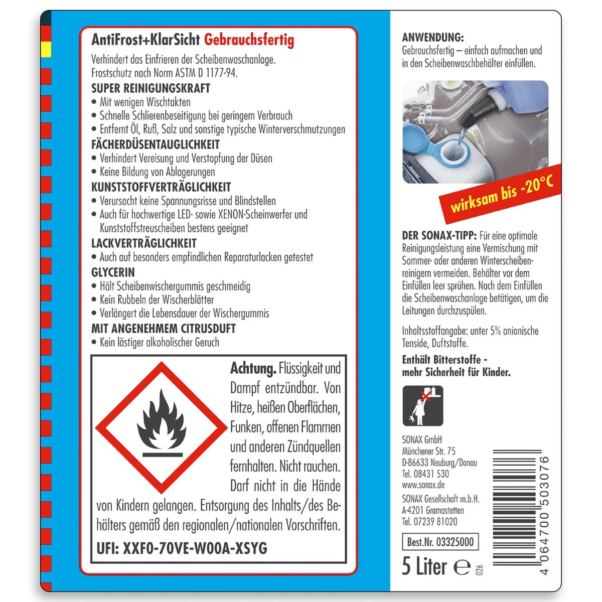 SONAX AntiFrost&KlarSicht bis -20°C Citrus 5L