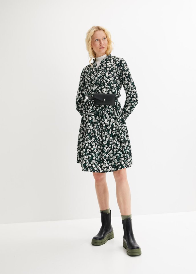 Blusenkleid mit Stehkragen aus Viskose