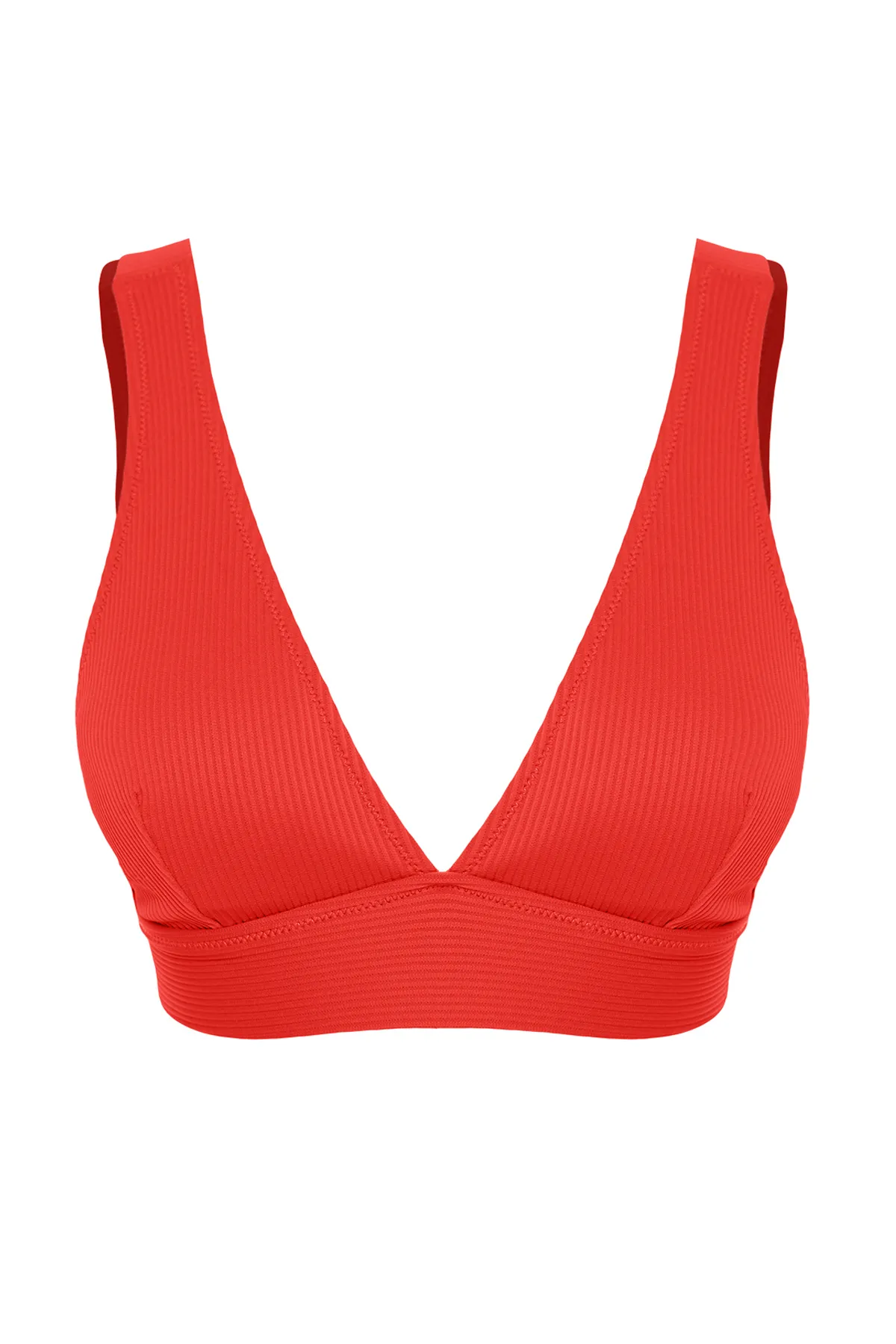 Trendyol Collection  Rotes strukturiertes Dreieck-Bikinioberteil TBESS22BU0017
