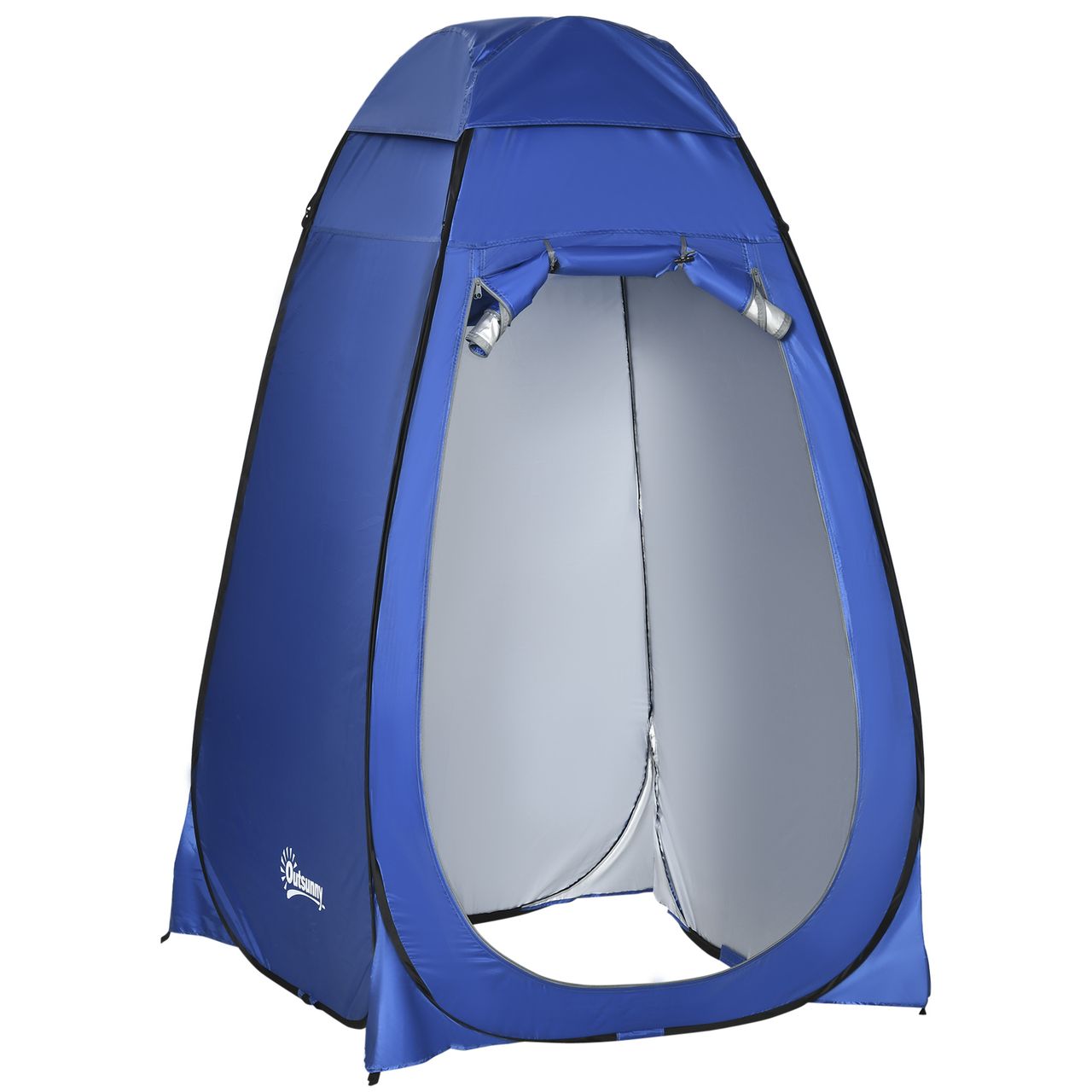 Outsunny Pop up Toilettenzelt Mobiles Camping Duschzelt Umkleidezelt mit Innentasche Duschkabine Umkleidekabine Wasserfest Polyester Dunkelblau 120 x 120 x 190 cm