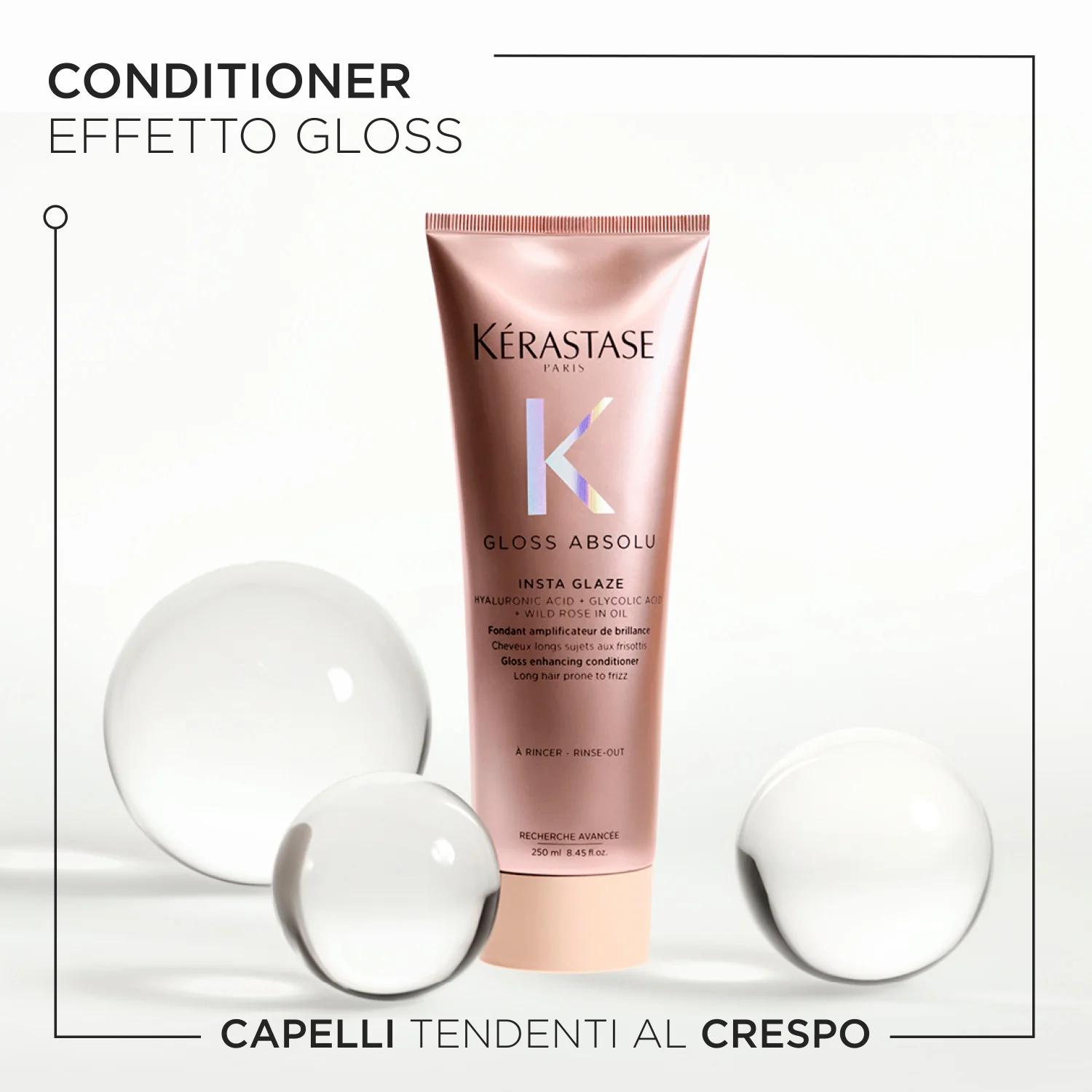 Gloss Absolu Insta Glaze - balzam za discipliniranje/proti skodranim lasem, balzam za posvetlitev las