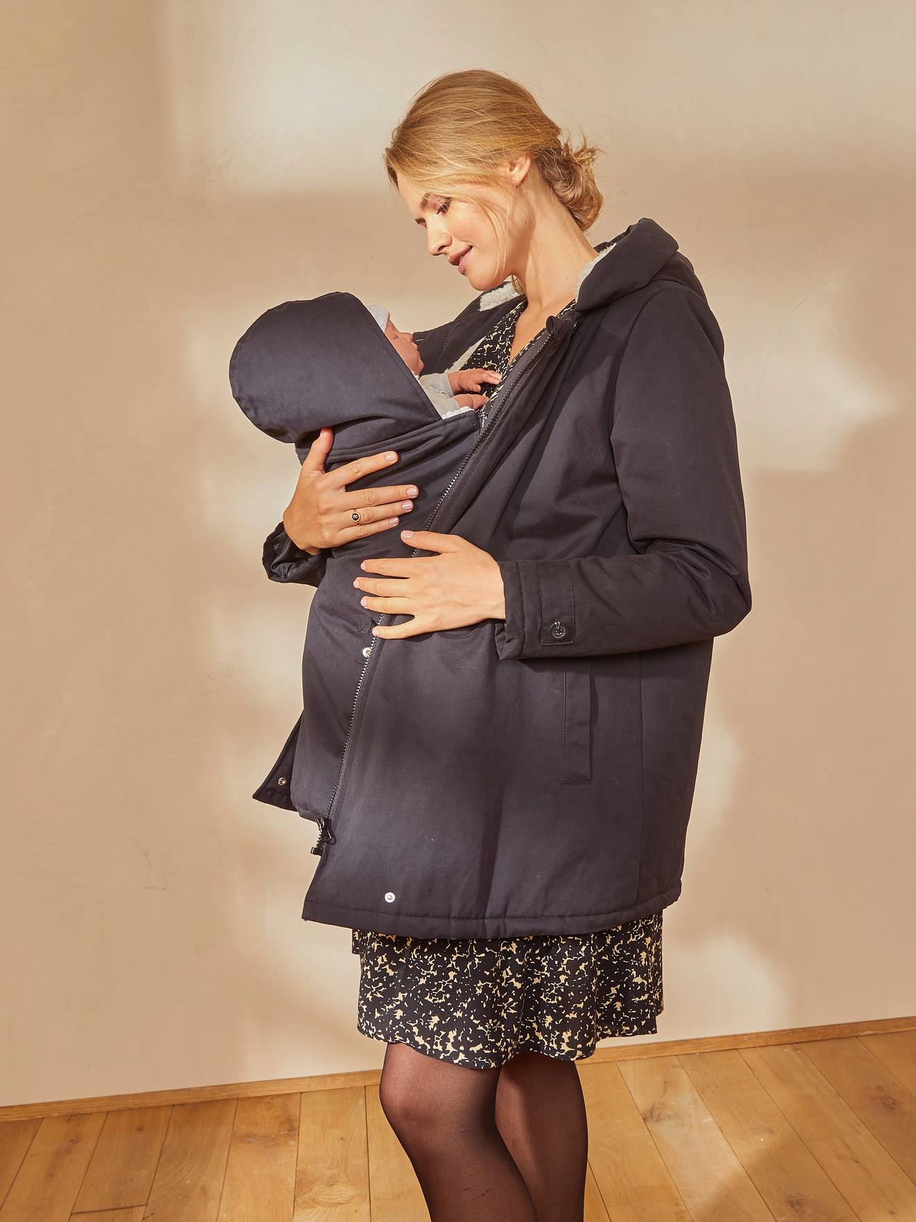 Vertbaudet Jacke für Schwangerschaft & Stillzeit, Tragejacke, Recycling-Polyester - schwarz