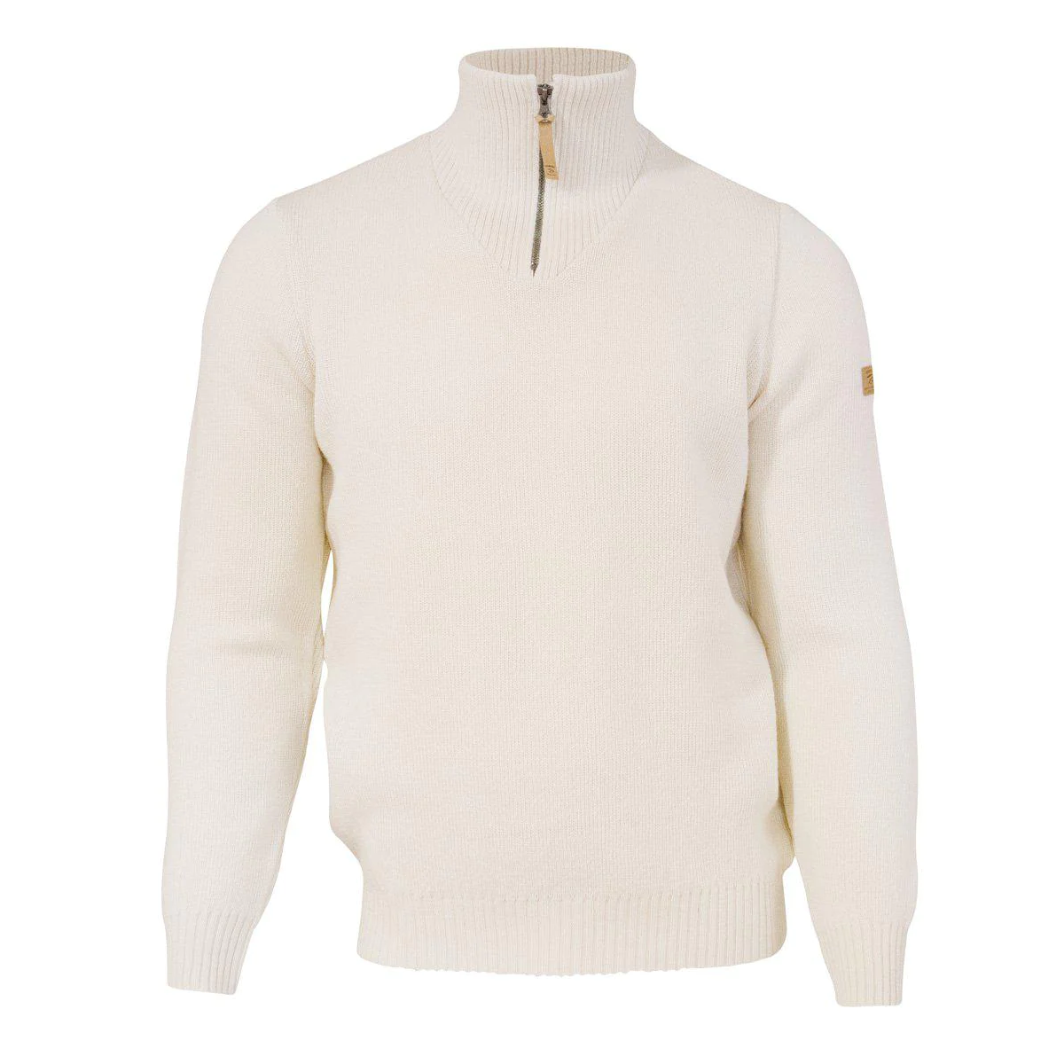 Ivanhoe NLS Elm weißer Pullover mit halbem Reißverschluss