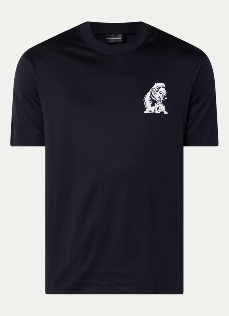 Tricou Emporio Armani din amestec de lyocell cu imprimeu