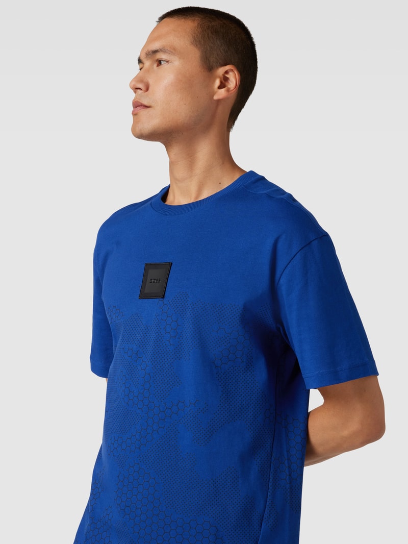 T-Shirt mit Label-Patch Modell 'Talboa Lotus' in royalblau
