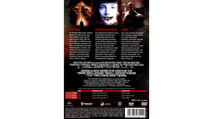 Hannibal Lecter Trilogie  [3 DVDs]