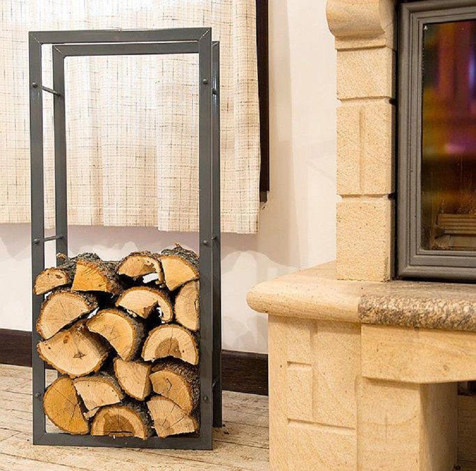 DanDiBo Kaminholzregal Kaminholzregal Kaminholzständer 100 cm Grau 80003 Holzkorb Kaminholzhalter Regal
