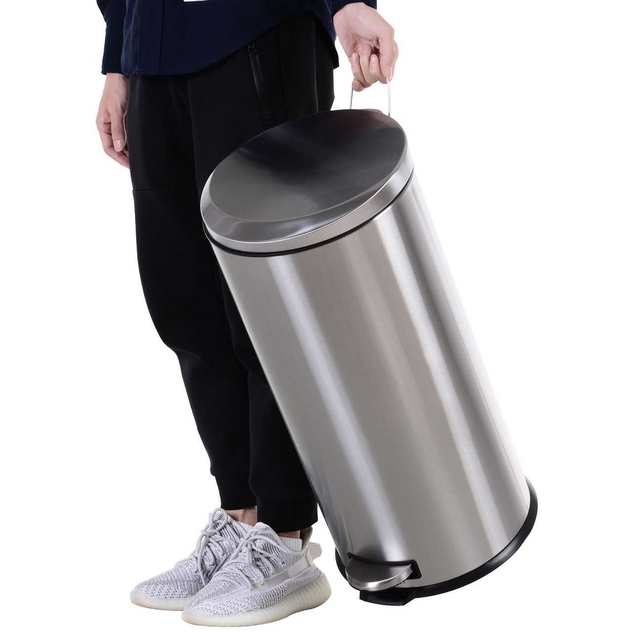 HOMCOM Abfalleimer Mülleimer Treteimer mit Inneneimer 30 L Soft Schließen Edelstahl PP Ø29,2 x H62,5 cm