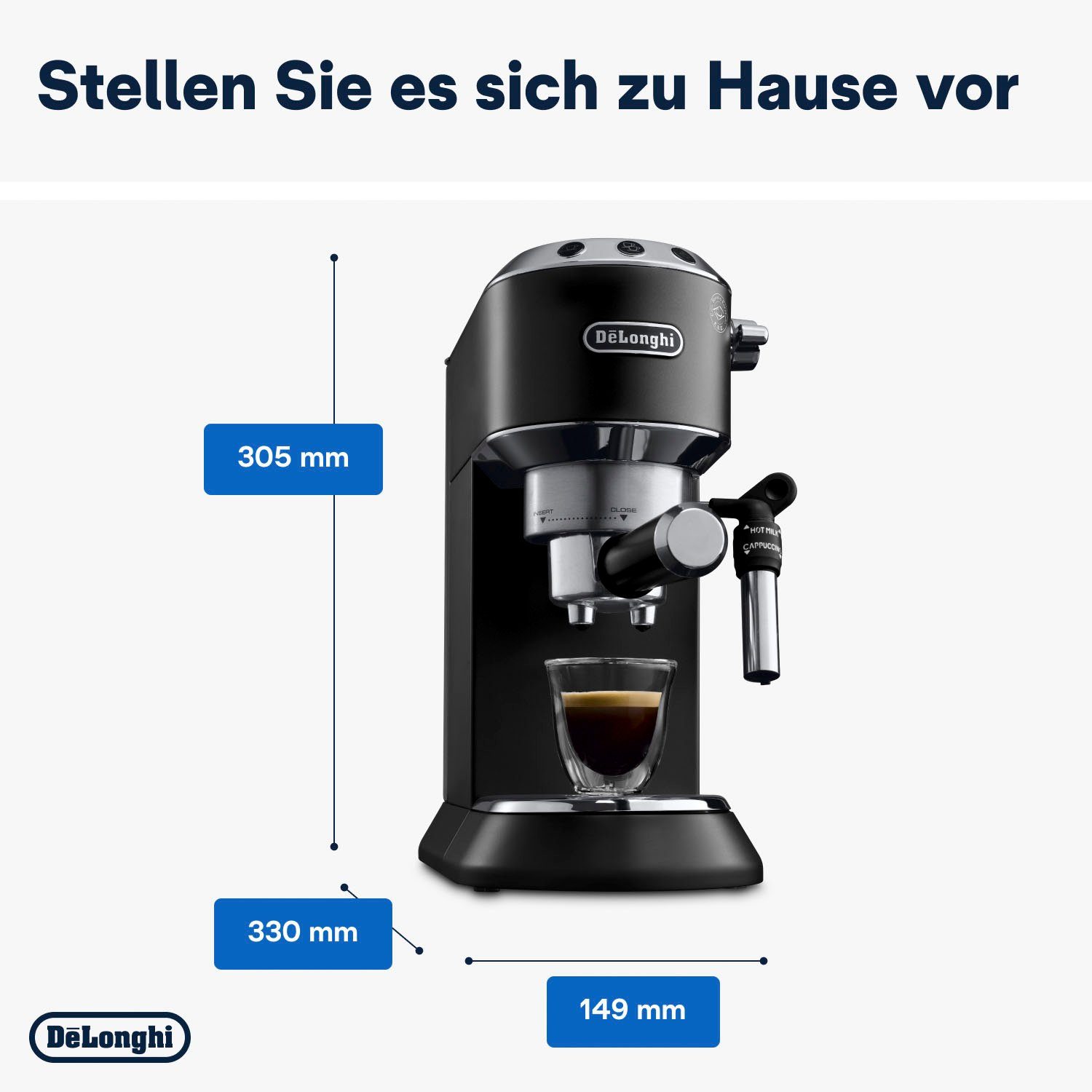 De'Longhi Siebträgermaschine Dedica Style EC 685.B, 1350 Watt, 15 Bar