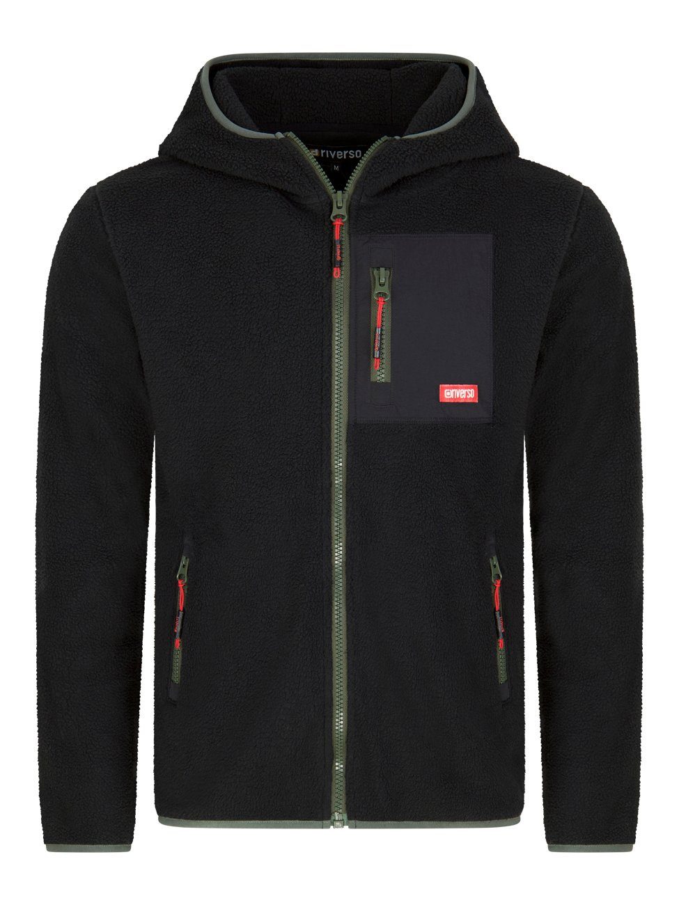riverso Outdoorjacke Herren Fleecejacke RIVHenning Regular Fit Outdoorjacke mit Teddyfleece