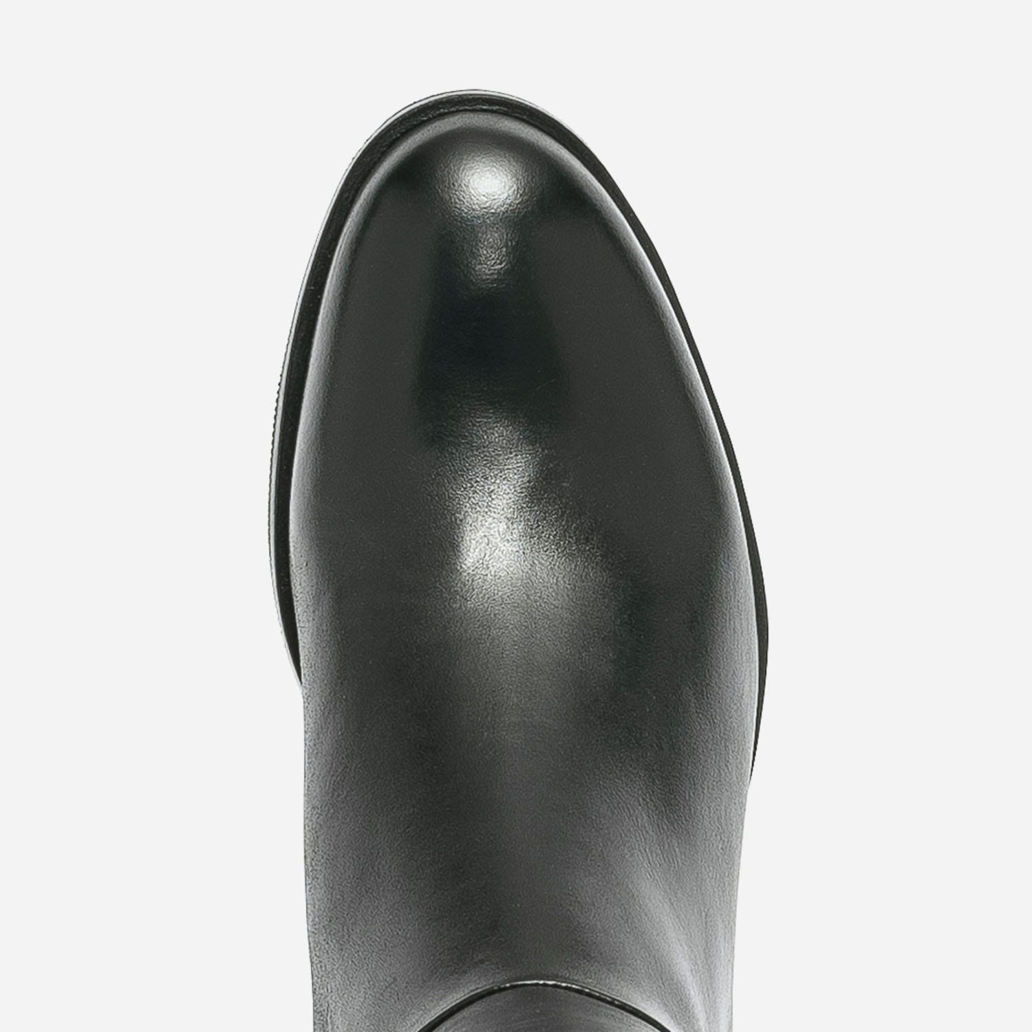 Botte noire en cuir pour mollet large