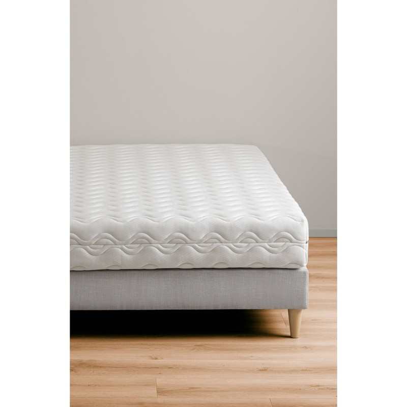 Sommier tapissier 140 x 190 cm style scandinave base bois