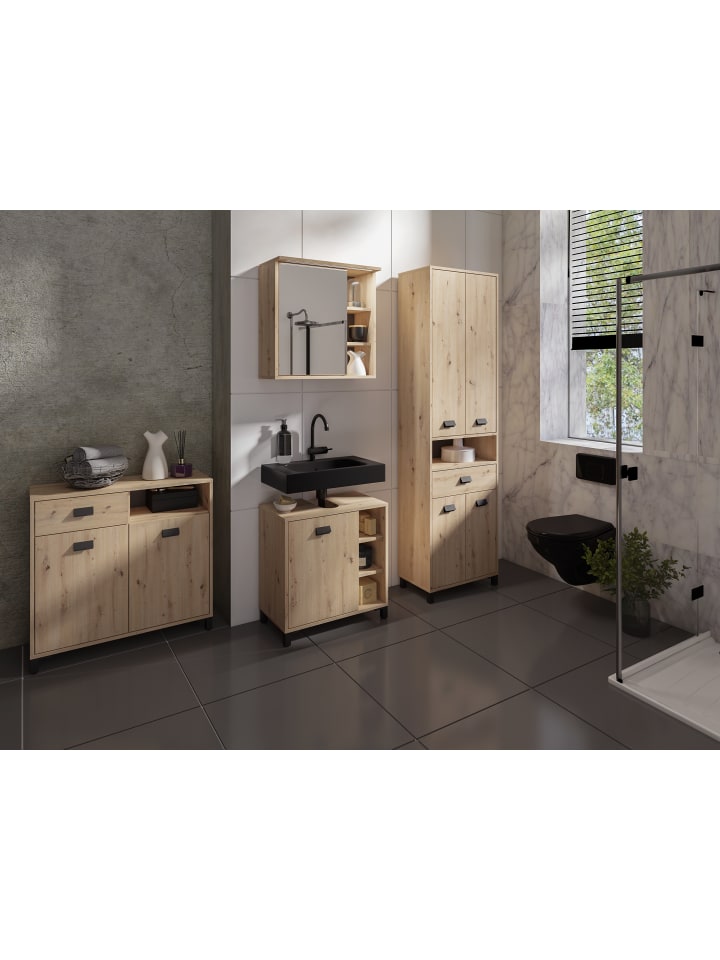 byLiving Badezimmer-Kommode Wellness in Artisan Eiche - (B) 80,5 x (H) 77,5 x (T) 31 cm günstig kaufen onesize