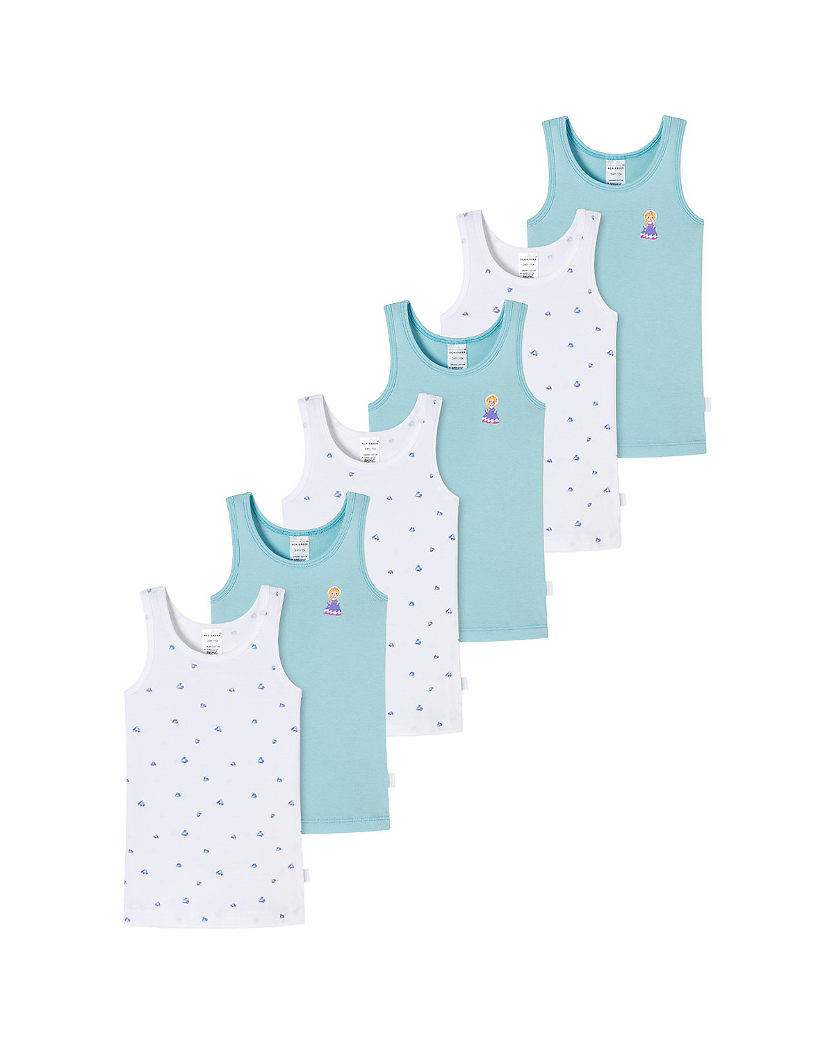 Unterhemd / Top 6er Pack Feinripp Organic Cotton Unterhemden für Mädchen