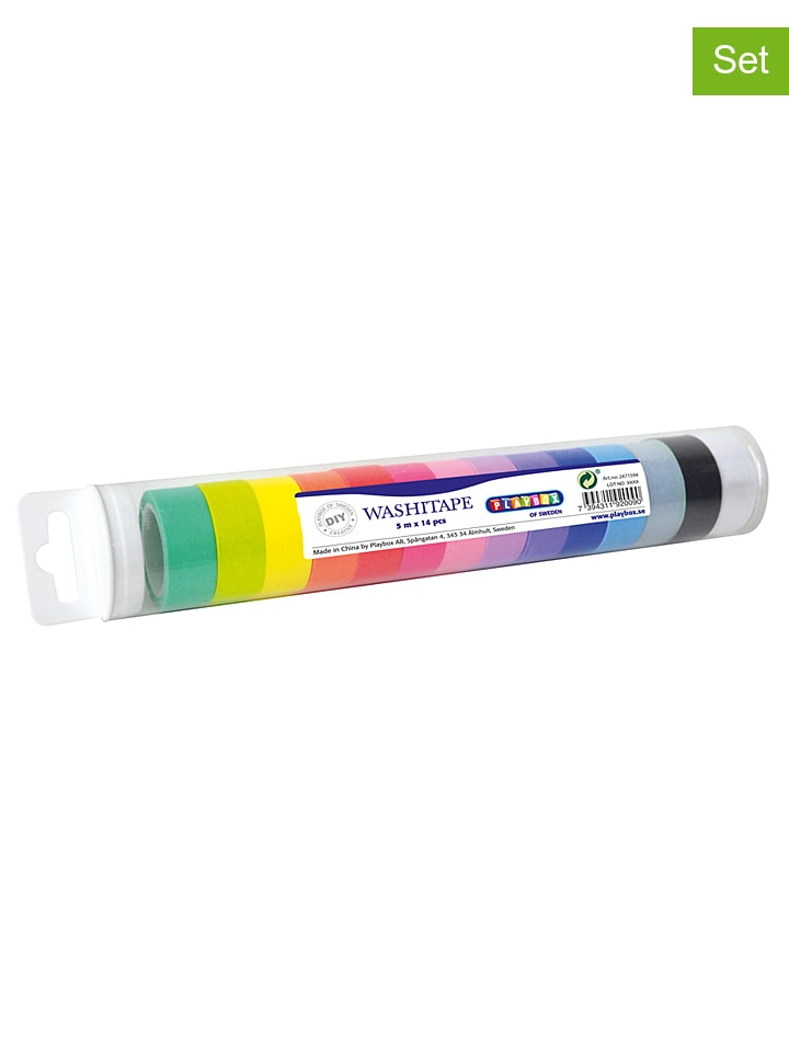Playbox 14tlg. Washi-Tape-Set in Bunt - 14x 500 cm günstig kaufen onesize