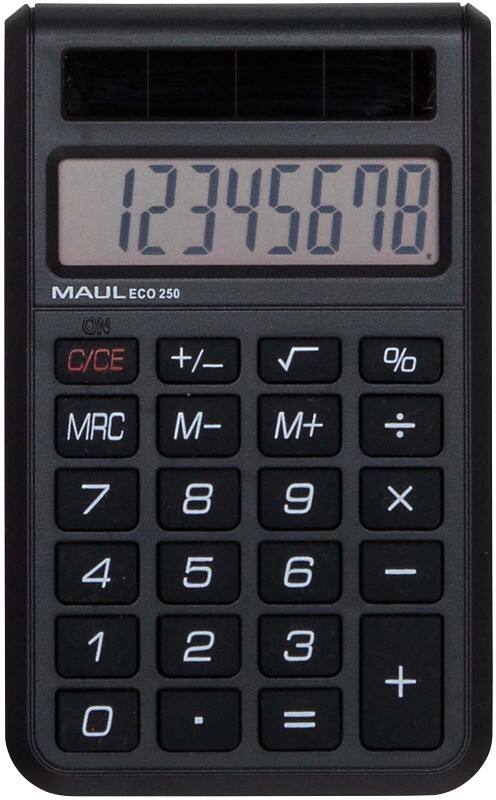 Maul MAULeco 250 Taschenrechner 8 -stelliges Display Schwarz Solar 7268290