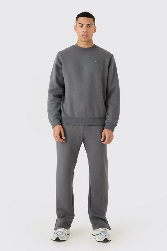 Man Signature Sweatshirt-Trainingsanzug mit geteiltem Saum