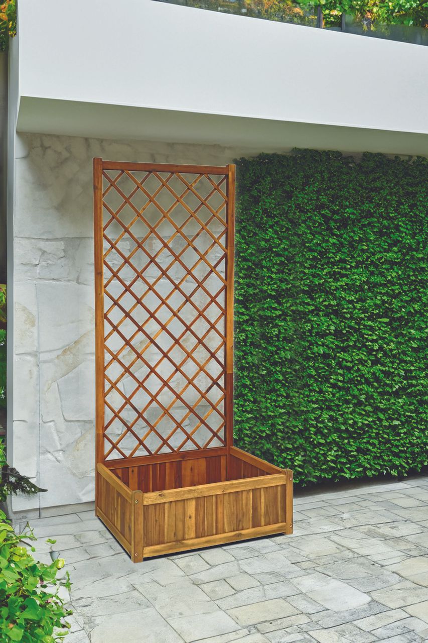 Hardin 1fachgut Pflanzkasten Pflanztopf Blumentopf mit Rankhilfe 180 x 80 x 38 cm FSC braun