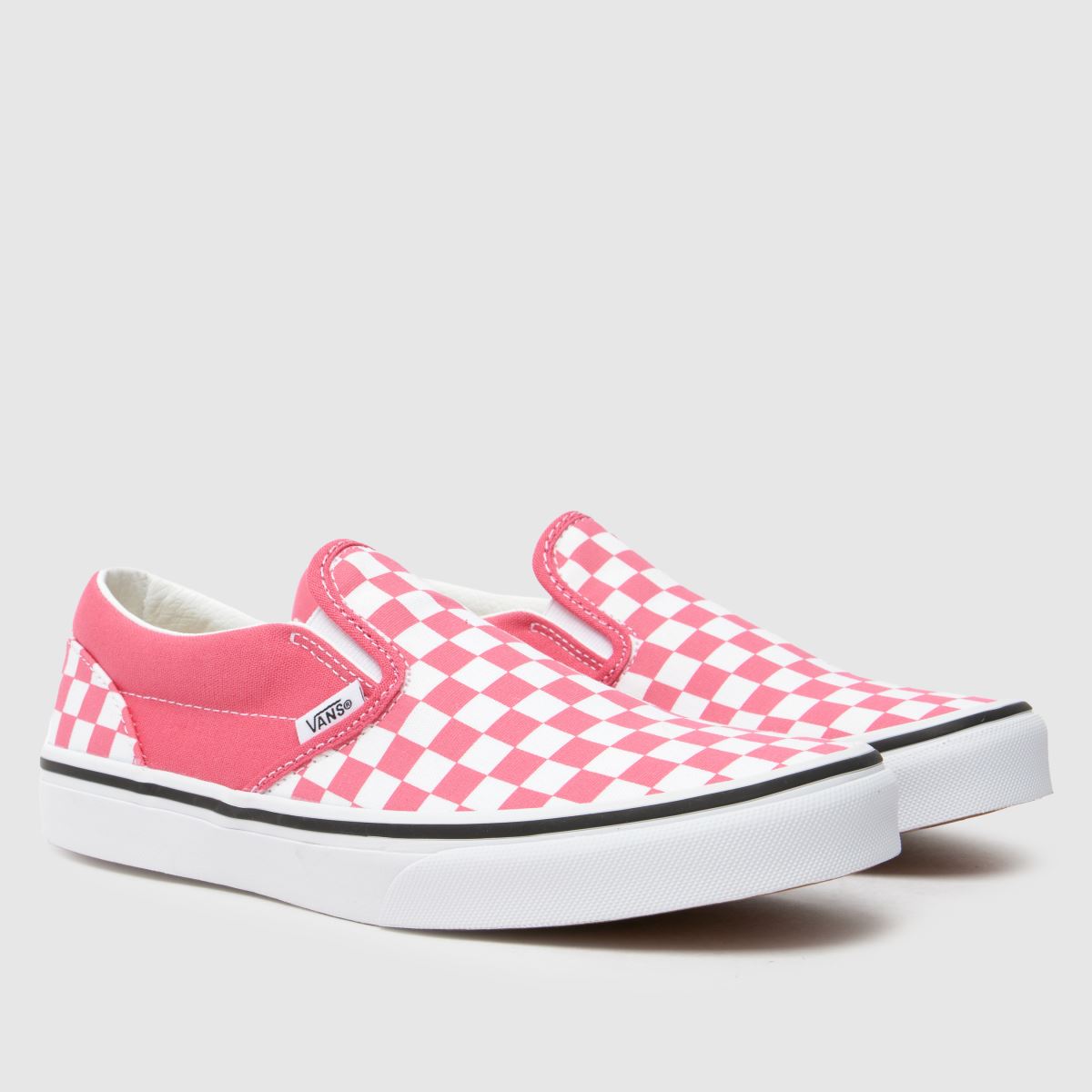 Vans vita & rosa klassiska slip-on flickor/ungdomsskor