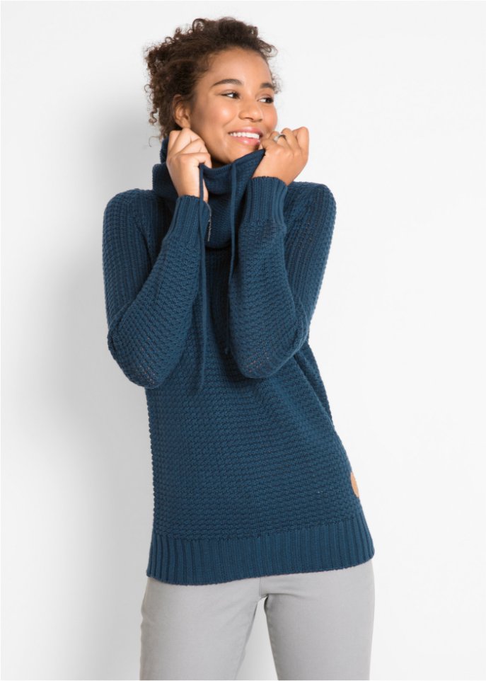 Rollkragenpullover mit Kordeln