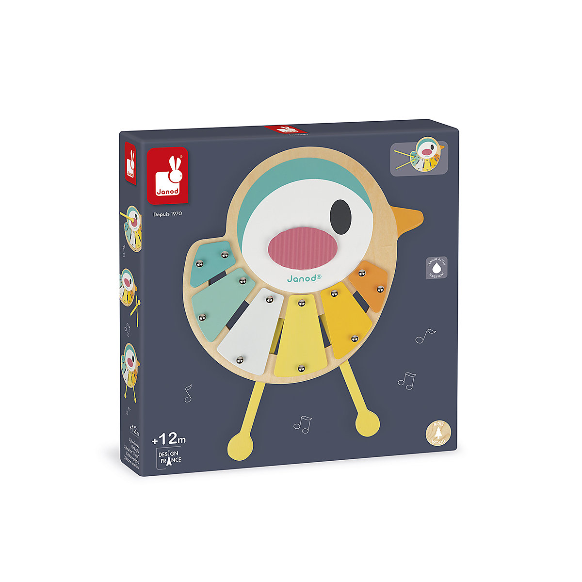- Pure Xylophon ‘Vogel’ - Musikalisches Holzspielzeug - Musikspielzeug in der Form eines Vogels - 6 Klangstäbe, Trendiges Design, Farben auf Wasserbasis - Babyspielzeug ab 1 Jahr, J05163