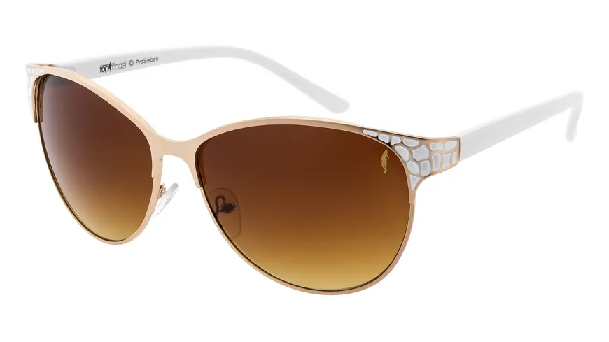 GNTM Sonnenbrille Gold mit weißen Bügeln