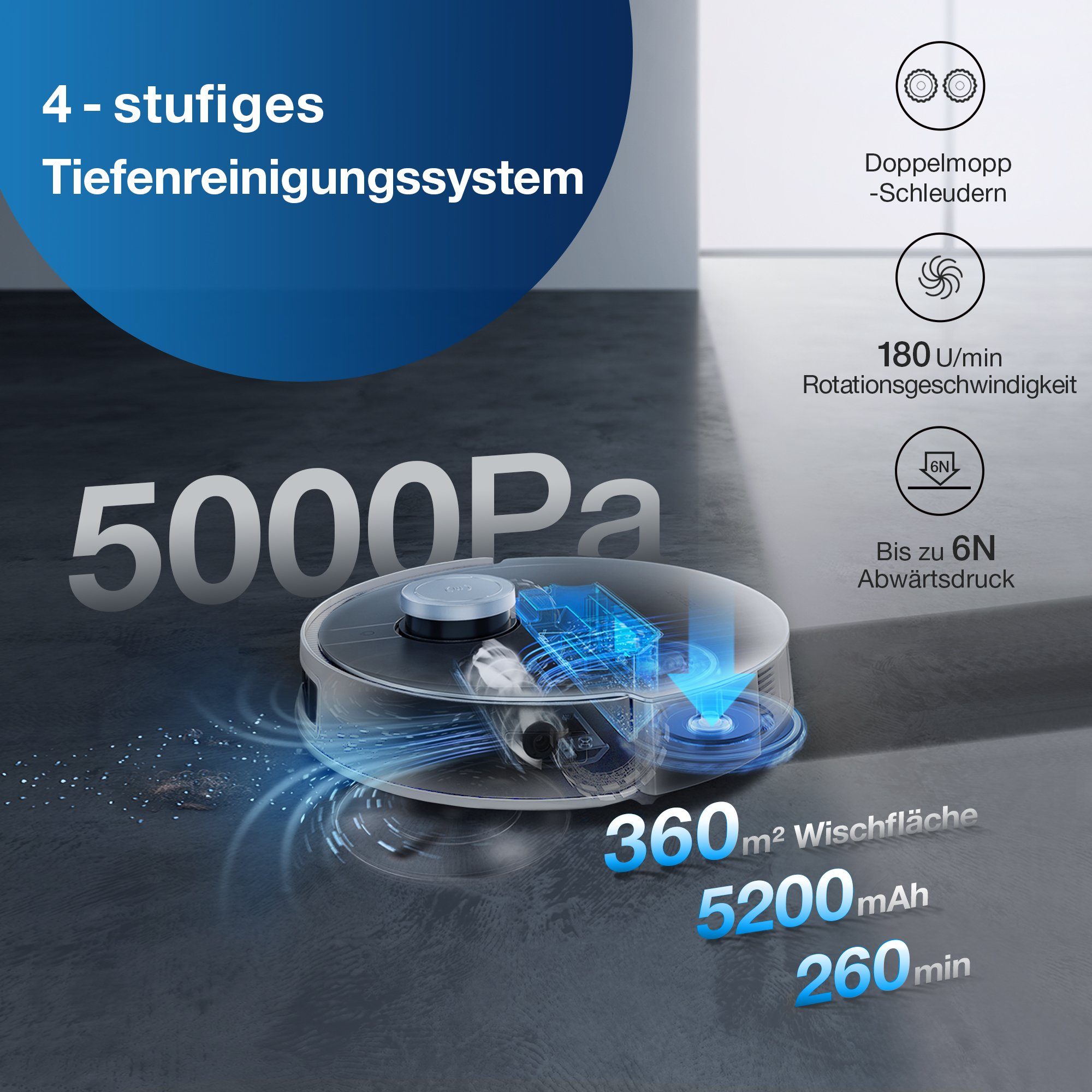 ECOVACS Nass-Trocken-Saugroboter DEEBOT X1 OMNI, mit 5000 Pa Saugleistung