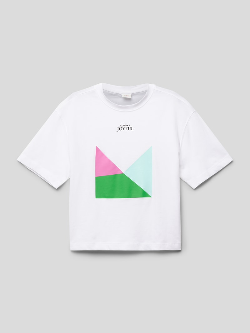 T-Shirt aus Baumwolle mit Motiv-Print in weiß