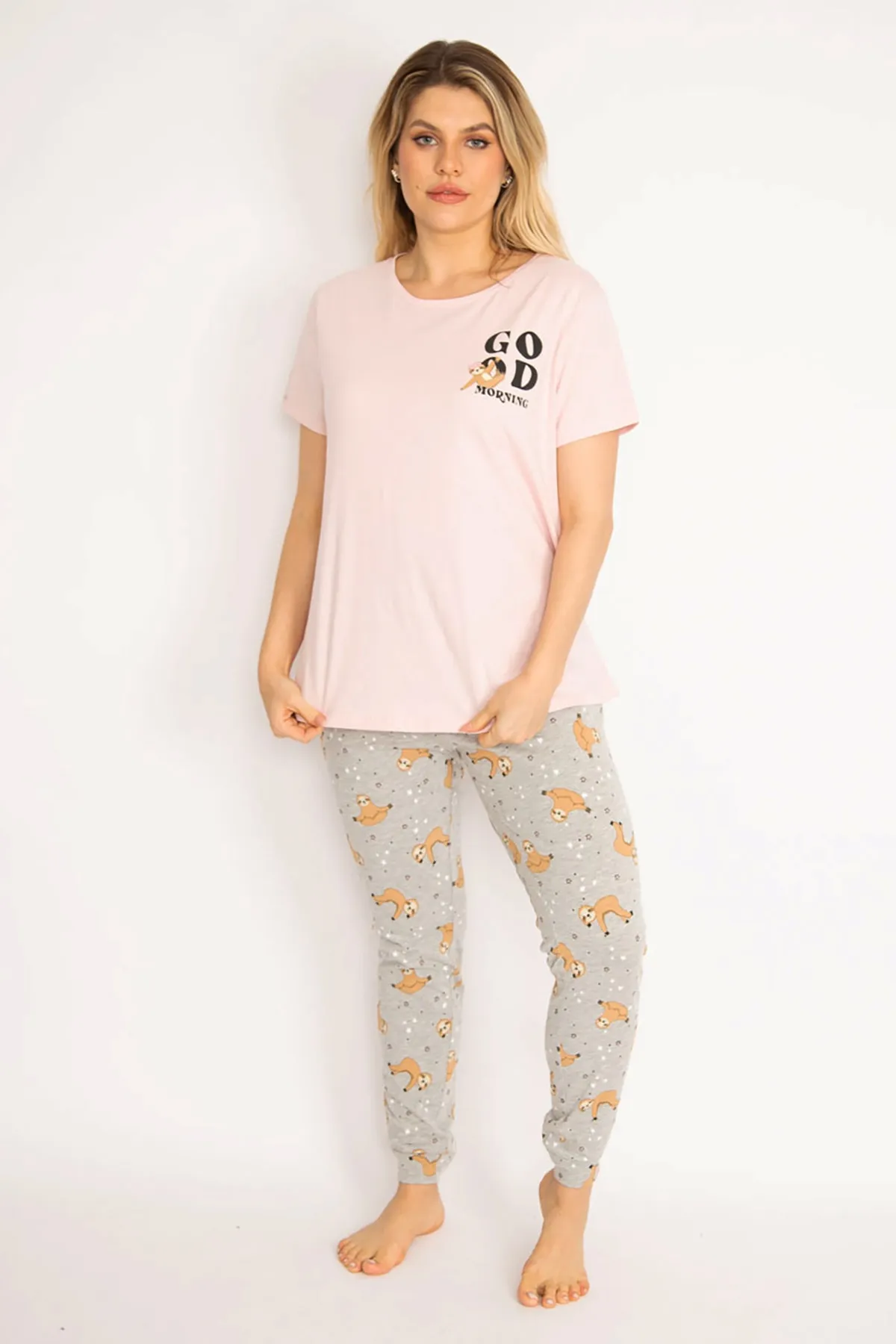 Şans  Damen-Pyjama-Set, groß, bunt, Umstandshose, Bluse, 65n35198