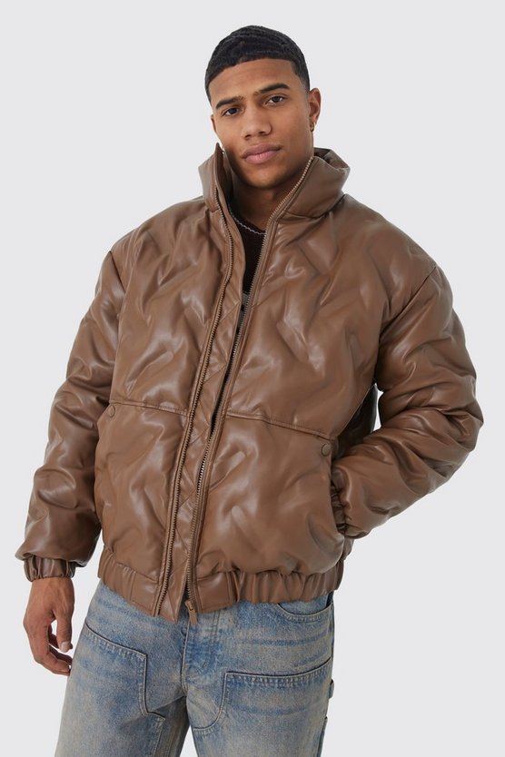 PU-Steppjacke mit Trichterkragen