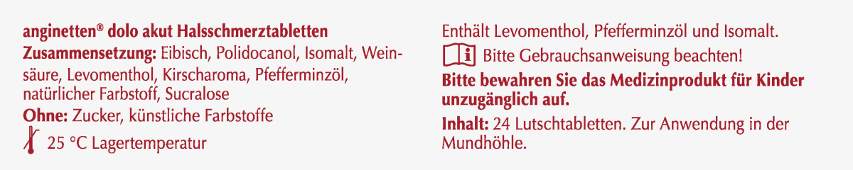dolo akut Halstabletten Kirsche zuckerfrei, 24 St