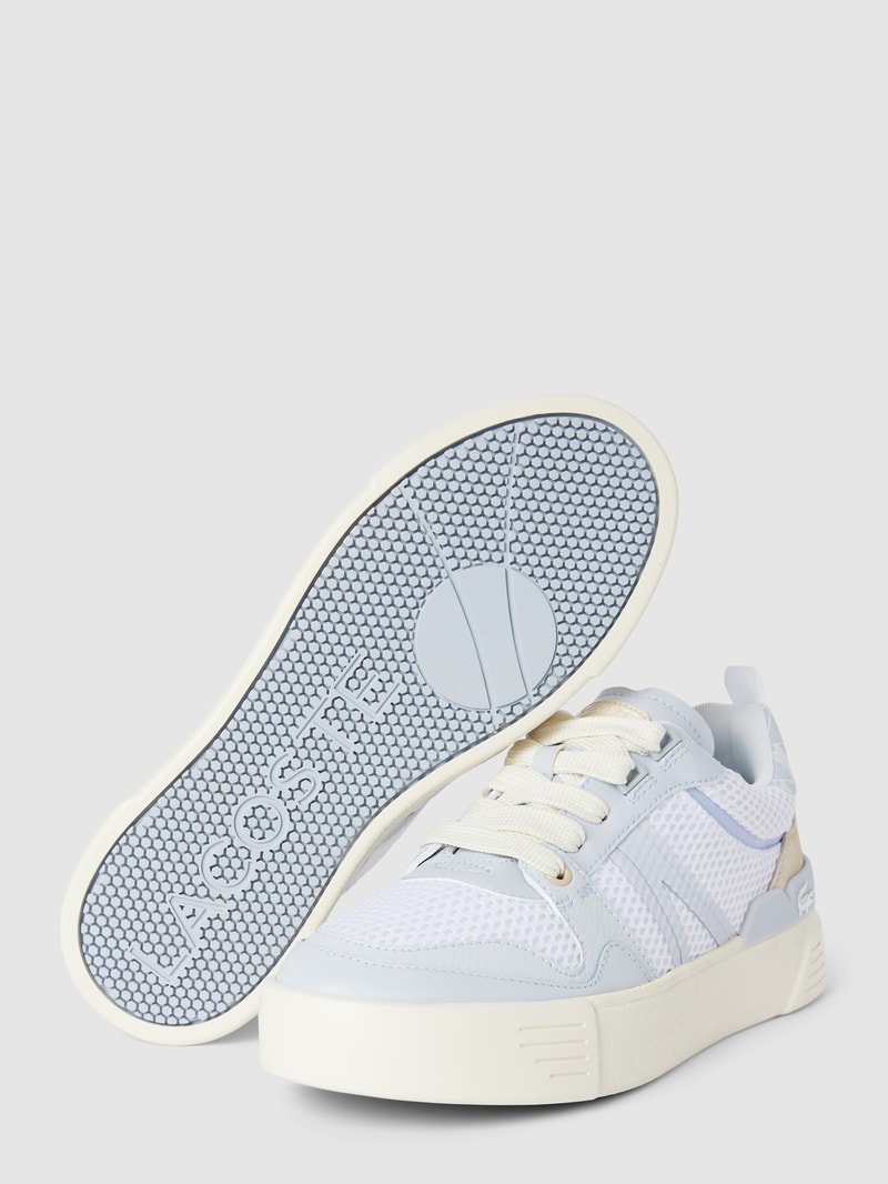 Sneaker aus Leder-Mix mit Kontrastbesatz in violett