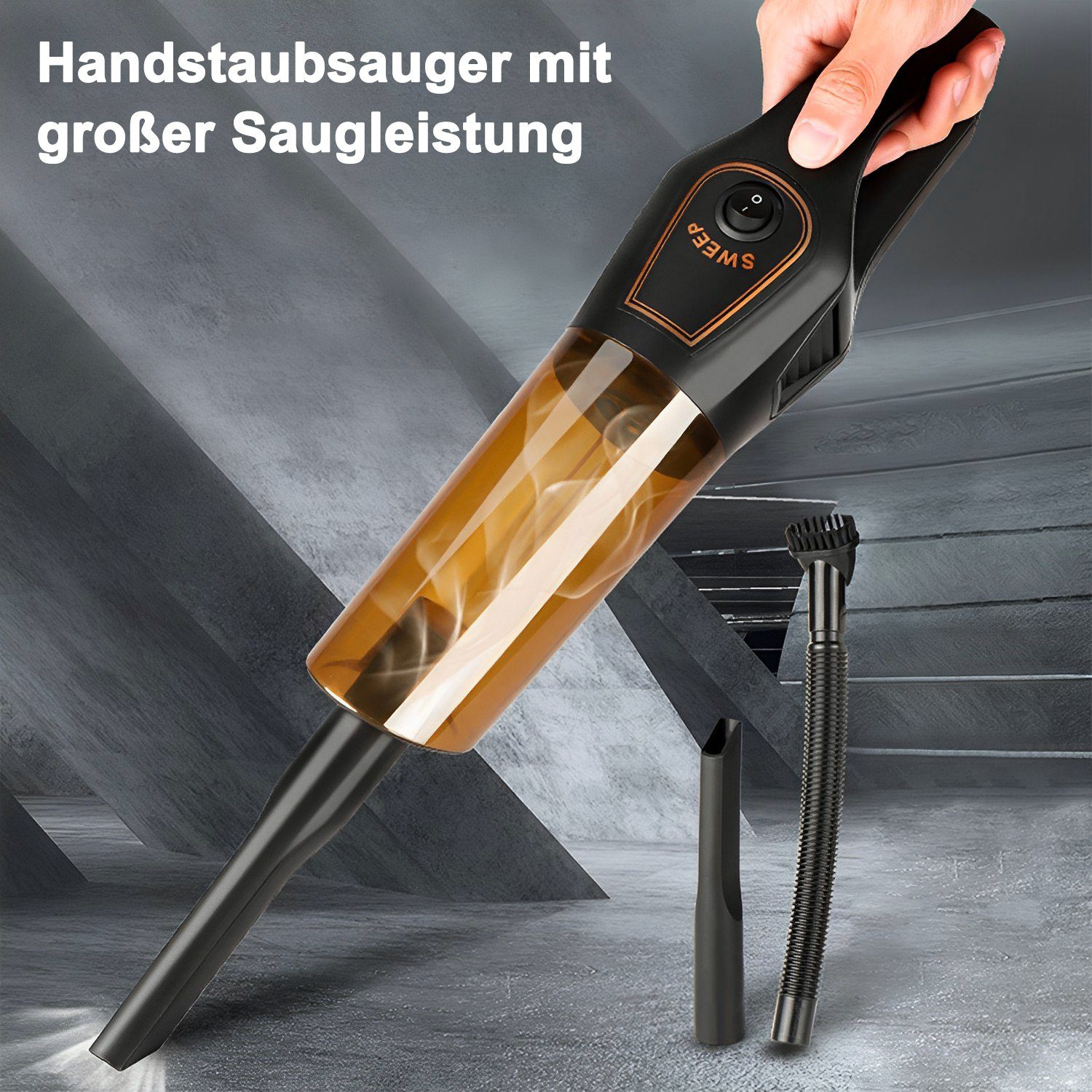 Kpaloft Akku-Handstaubsauger 6000Pa Kabelloser Autostaubsauger, Tragbarer Handsauger, 1500mAh Staubsauger, Nass & Trocken, für Tierhaare, Auto, Haus